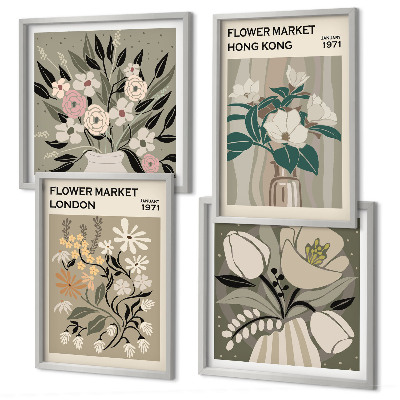 Set tablouri gata de agățat Ilustrații florale Londra Hong Kong