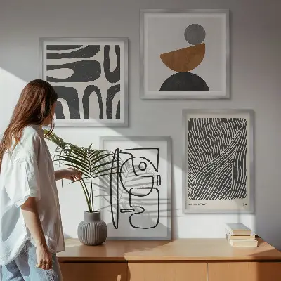 Set de tablouri abstracte cu linii gata de agățat