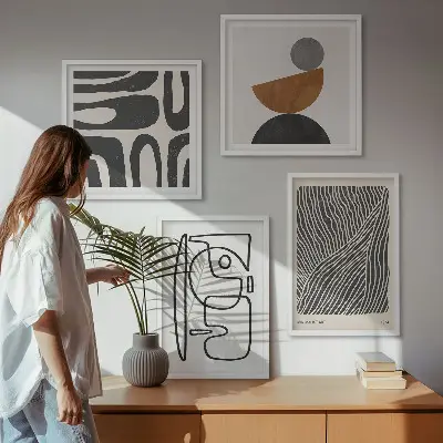 Set de tablouri abstracte cu linii gata de agățat