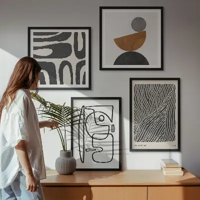 Set de tablouri abstracte cu linii gata de agățat