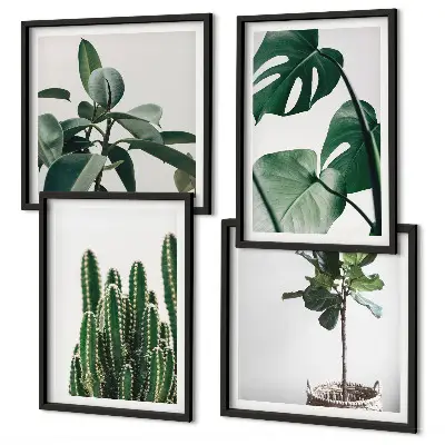 Compoziție de tablouri pentru perete cu estetica plantelor tropicale
