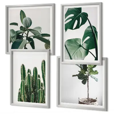 Compoziție de tablouri pentru perete cu estetica plantelor tropicale