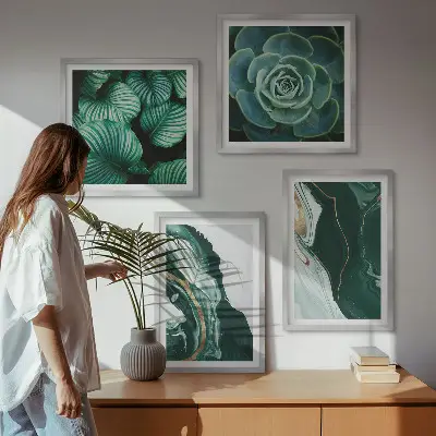 Set de tablouri cu modele abstracte de frunze suculente gata de agățat