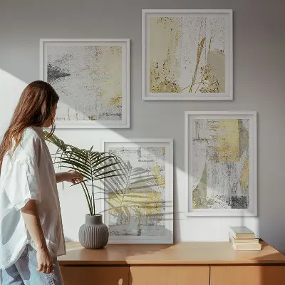 Compoziție de tablouri pentru perete cu modele minimaliste abstracte