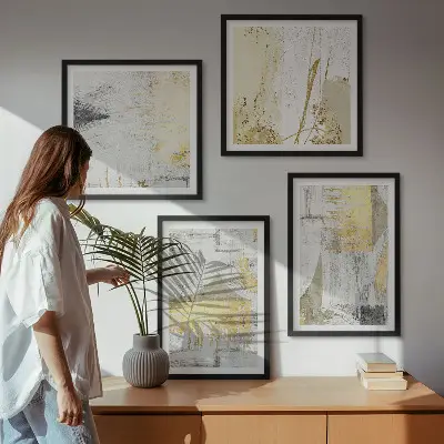 Compoziție de tablouri pentru perete cu modele minimaliste abstracte