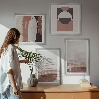 Set de tablouri gata de agățat cu modele abstracte maro