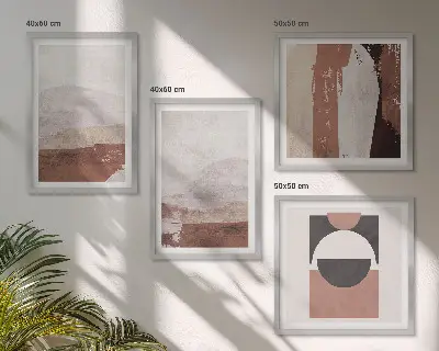 Set de tablouri gata de agățat cu modele abstracte maro
