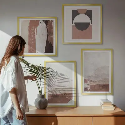 Set de tablouri gata de agățat cu modele abstracte maro