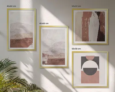 Set de tablouri gata de agățat cu modele abstracte maro