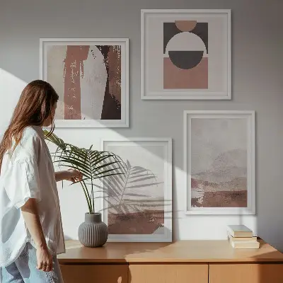 Set de tablouri gata de agățat cu modele abstracte maro