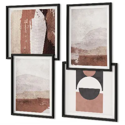 Set de tablouri gata de agățat cu modele abstracte maro