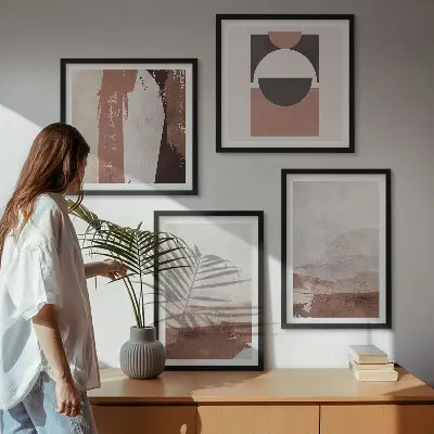Set de tablouri gata de agățat cu modele abstracte maro