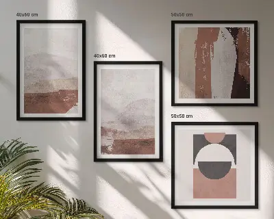 Set de tablouri gata de agățat cu modele abstracte maro