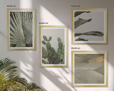 Compoziție de tablouri pentru perete Frunze de plante tropicale pastelate