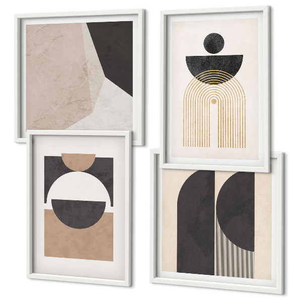 Compoziție de tablouri pentru perete Forme abstracte bej maro