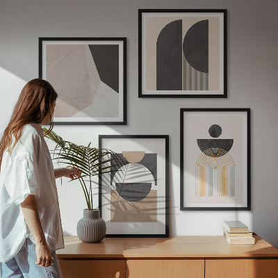 Compoziție de tablouri pentru perete Forme abstracte bej maro