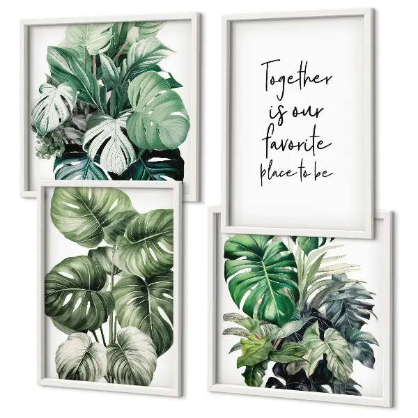 Set de tablouri cu frunze tropicale verzi gata de agățat
