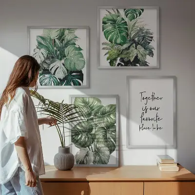 Set de tablouri cu frunze tropicale verzi gata de agățat
