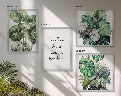 Set de tablouri cu frunze tropicale verzi gata de agățat