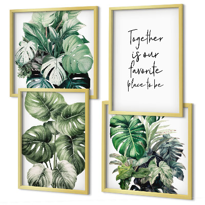 Set tablouri gata de agățat Decorațiune cu frunze tropicale verzi