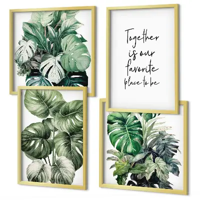 Set de tablouri cu frunze tropicale verzi gata de agățat