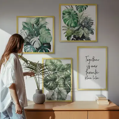 Set de tablouri cu frunze tropicale verzi gata de agățat