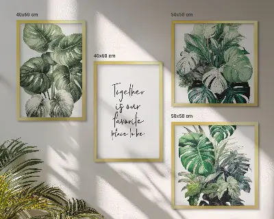 Set de tablouri cu frunze tropicale verzi gata de agățat