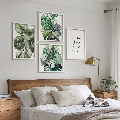 Set tablouri gata de agățat Decorațiune cu frunze tropicale verzi