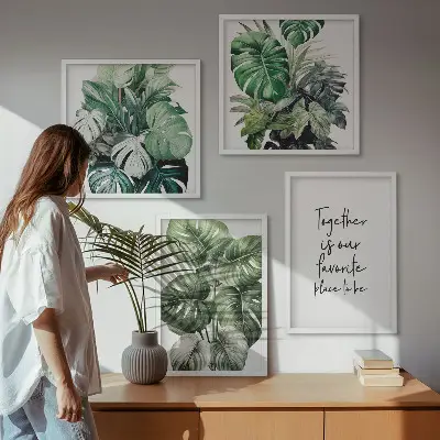 Set de tablouri cu frunze tropicale verzi gata de agățat