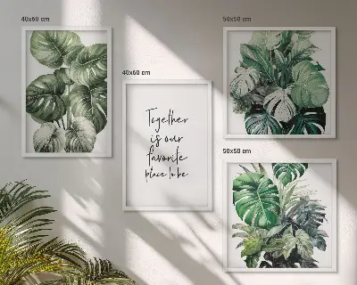 Set de tablouri cu frunze tropicale verzi gata de agățat