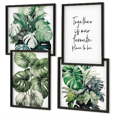 Set tablouri gata de agățat Decorațiune cu frunze tropicale verzi