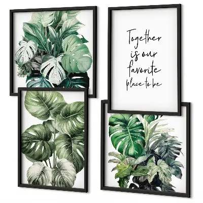 Set de tablouri cu frunze tropicale verzi gata de agățat