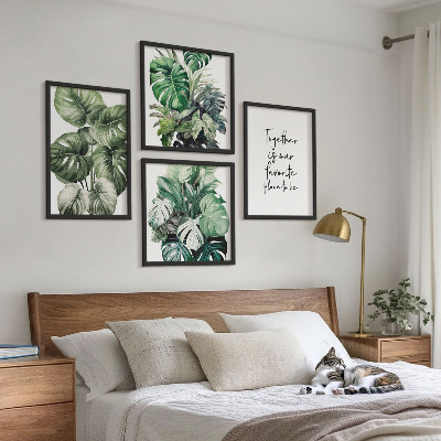 Set tablouri gata de agățat Decorațiune cu frunze tropicale verzi