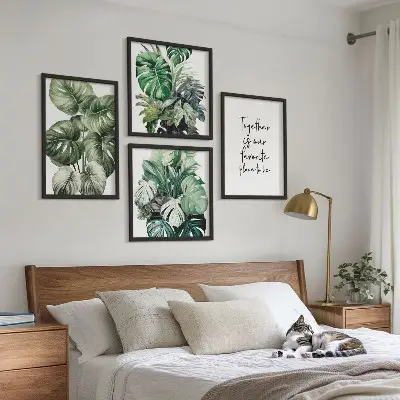 Set de tablouri cu frunze tropicale verzi gata de agățat