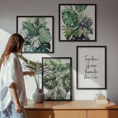 Set tablouri gata de agățat Decorațiune cu frunze tropicale verzi