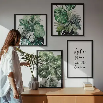 Set de tablouri cu frunze tropicale verzi gata de agățat