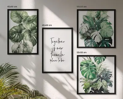 Set de tablouri cu frunze tropicale verzi gata de agățat