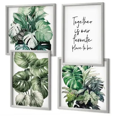 Set de tablouri cu frunze tropicale verzi gata de agățat