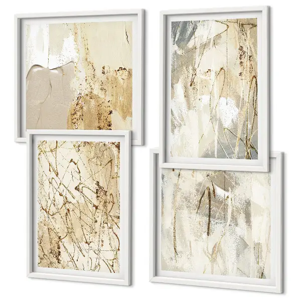 Set de tablouri decorative pentru perete linii cu forme abstracte bej