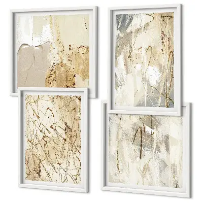 Set de tablouri decorative pentru perete linii cu forme abstracte bej