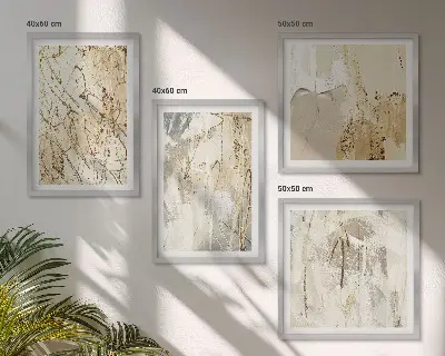 Set de tablouri decorative pentru perete linii cu forme abstracte bej