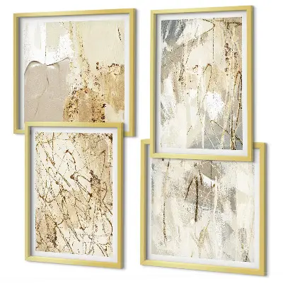 Set de tablouri decorative pentru perete linii cu forme abstracte bej
