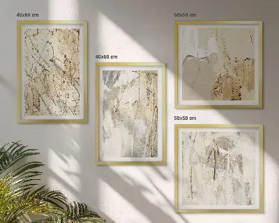 Set de tablouri decorative pentru perete linii cu forme abstracte bej