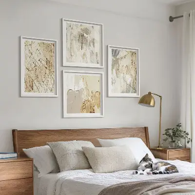 Set de tablouri decorative pentru perete linii cu forme abstracte bej