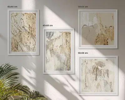 Set de tablouri decorative pentru perete linii cu forme abstracte bej