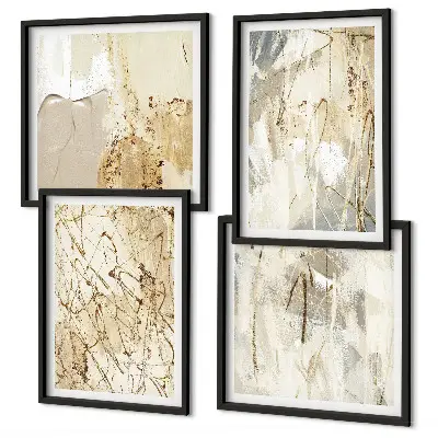 Set de tablouri decorative pentru perete linii cu forme abstracte bej