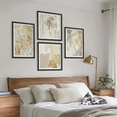 Set de tablouri decorative pentru perete linii cu forme abstracte bej