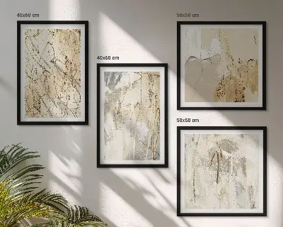Set de tablouri decorative pentru perete linii cu forme abstracte bej