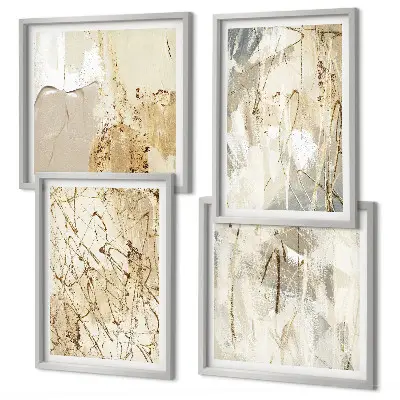 Set de tablouri decorative pentru perete linii cu forme abstracte bej