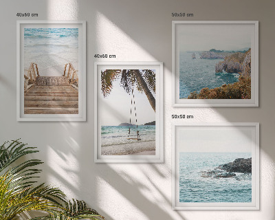 Set tablouri gata de agățat Scări plajă vedere la mare balansoar